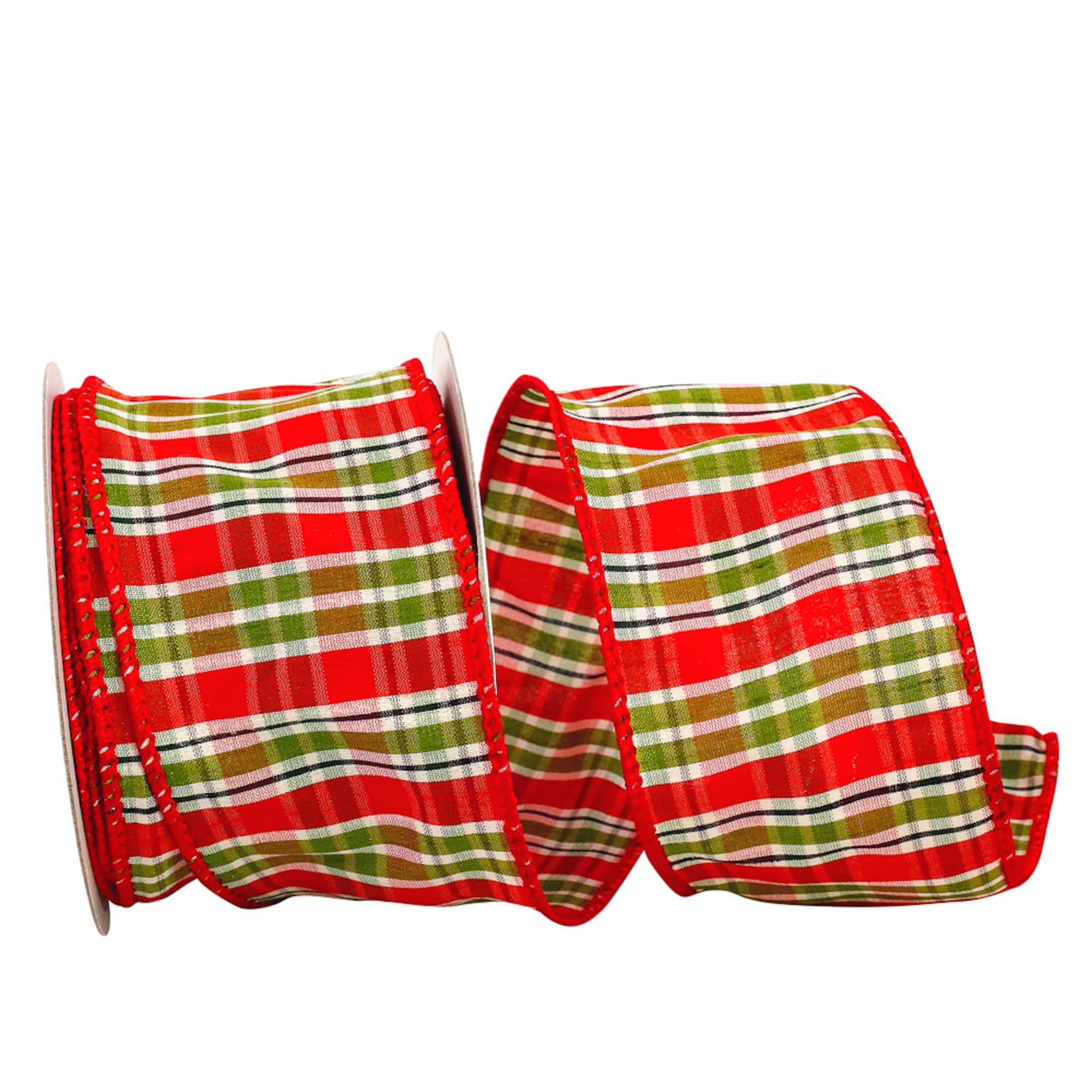 JAM Paper 2.5" x 10yd. Wired Edge Plaid Ribbon